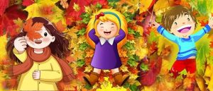 осень, листва, дети